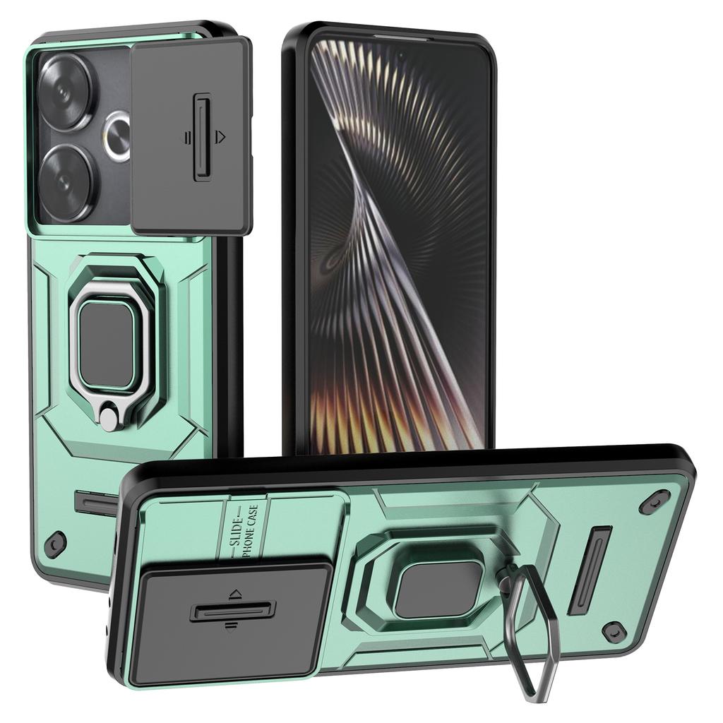 For Xiaomi Redmi Turbo 3 5G/Poco F6 5G Case Kickstand PC+TPU Phone Cover Sliding Lens Protection