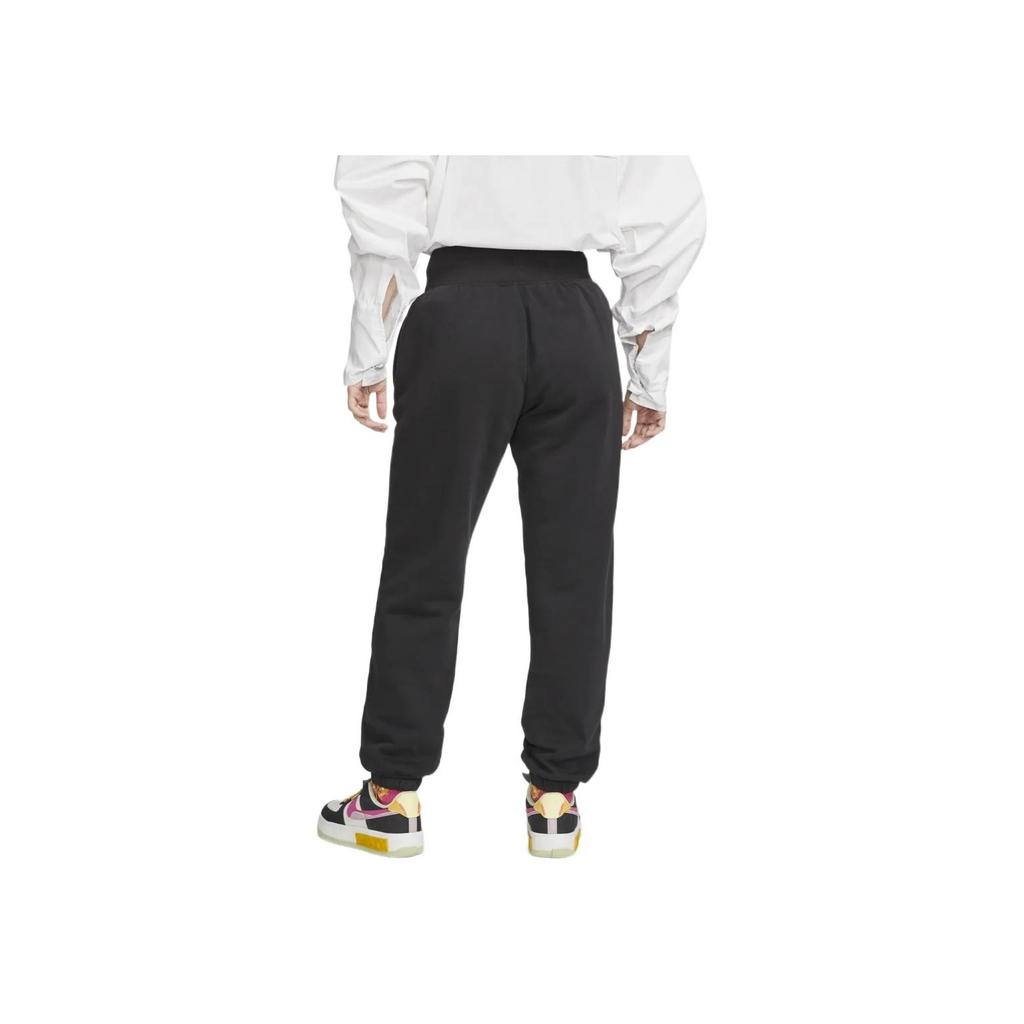Nike Solid Color Logo Print High Waist Drawstring Cuffed Knit Sports Pants Women bottoms Black DZ4629-010