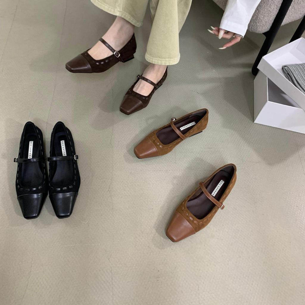 2025 French Retro Thick Heel New Shoes Mao Mao Shoes Outer Wear Spring and Autumn Word with Low Heel Mary Jane Single Shoes Women