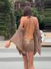 Autumn 2026 Women's Sexy Open-Back Hip-Hugging Dress with Batwing Sleeves and Cinched Waist