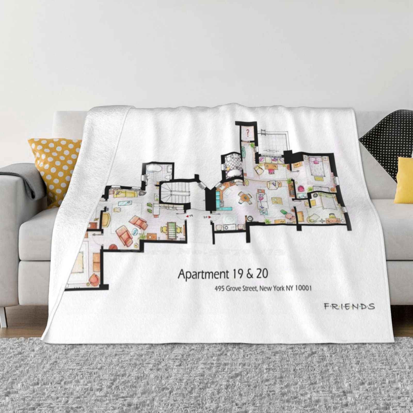 495 Grove Street , New York Ny 10001 Super Warm Soft Blankets On Sofa/Bed/Travel 495 Grove Street New York Ny 10001 Friends Tv 30x40in