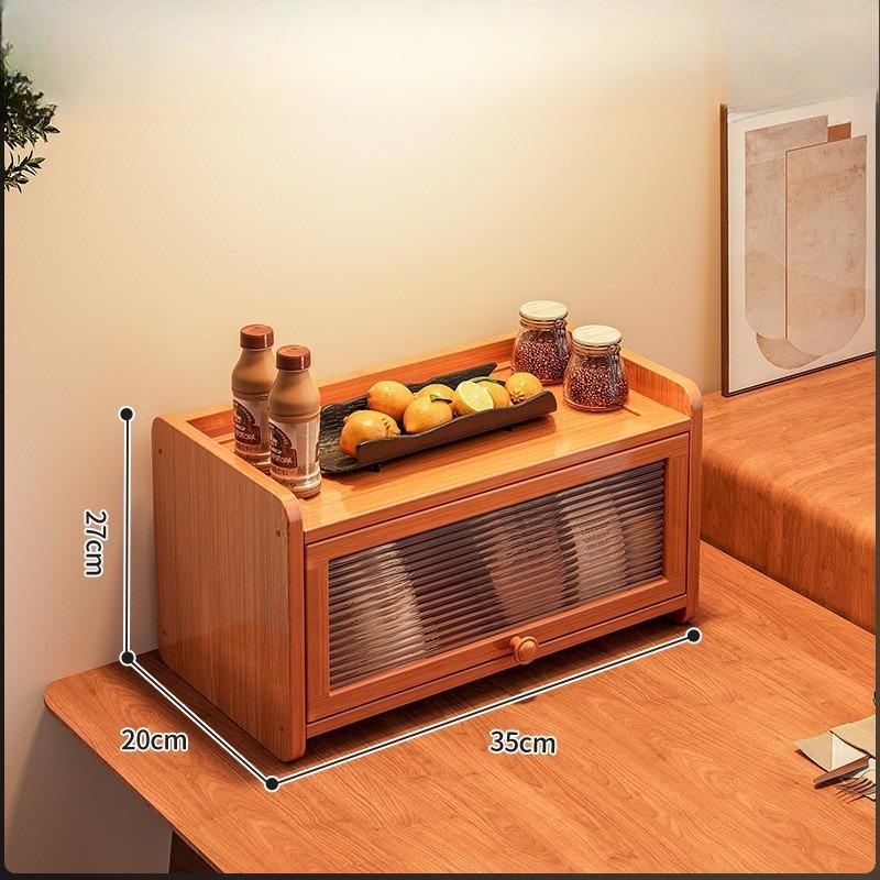 Armário de Armazenamento de Cozinha com Portas Decorativas em Rattan Sintético, Mini Armário de Armazenamento de Bancada de Bambu com Prateleira Organizadora com Porta Basculante, 1 peça