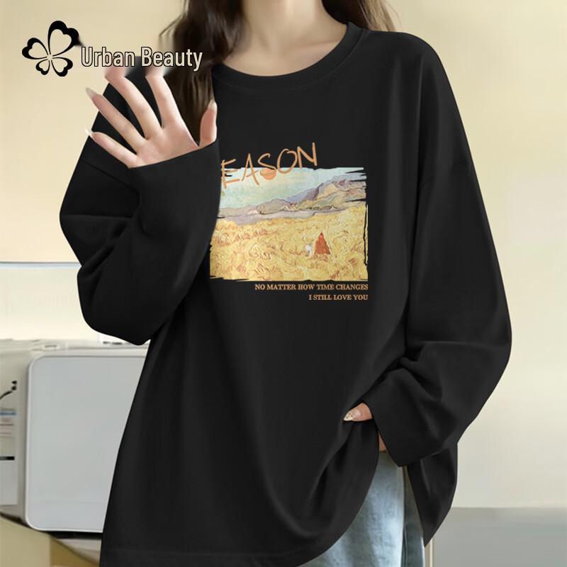 

Women s Pure Cotton Long-Sleeve Graphic T-Shirt S