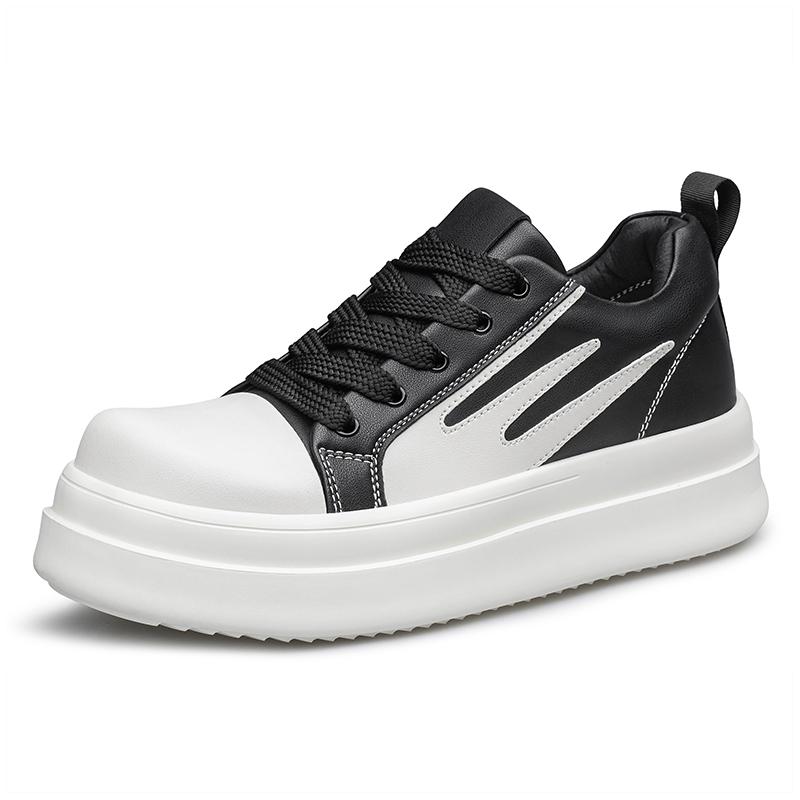 Genuine Leather Men's Casual Shoes New Male Skateboard Footwear Thick Bottom Walking Shoes Outdoor Lace-Up Men Sneakers Trainers