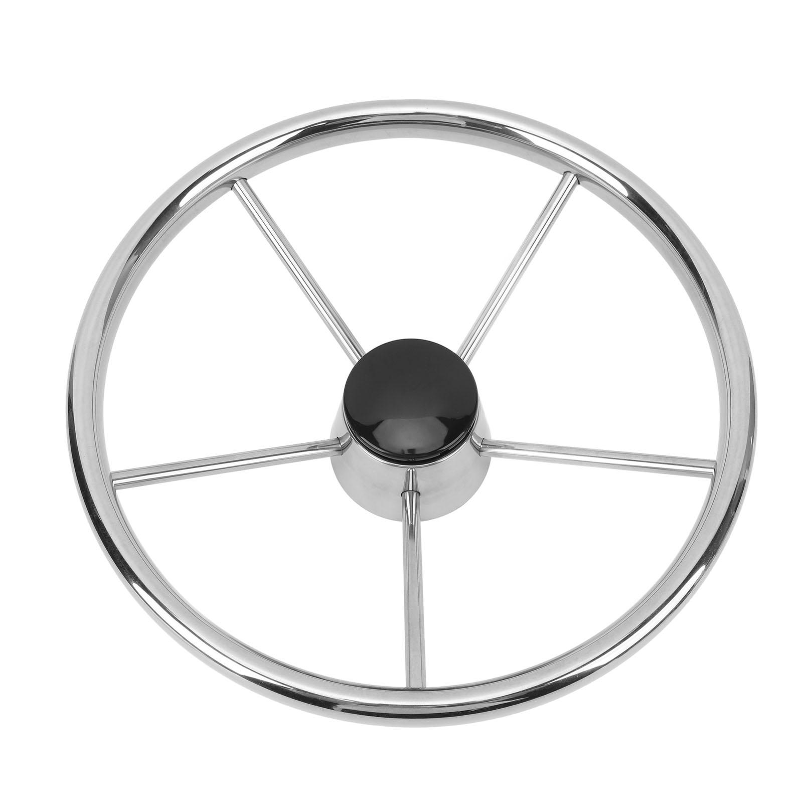 13 1 2 Inch Marine Steering Wheel 5 Spoke 25 Degree Stainless Steel Boat Steering Wheel with Center Cap and Grip for