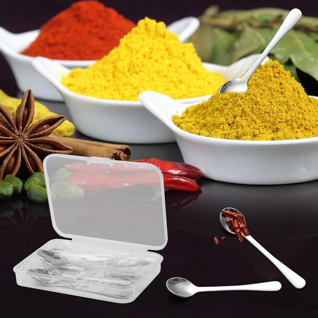 2.87" Tiny Mini Spoons 10pcs, Super Small Stainless Steel Spoons for Spices Jars, Salt, Sugar – Cute Little Serving Spoons for Tiny Jars (10,