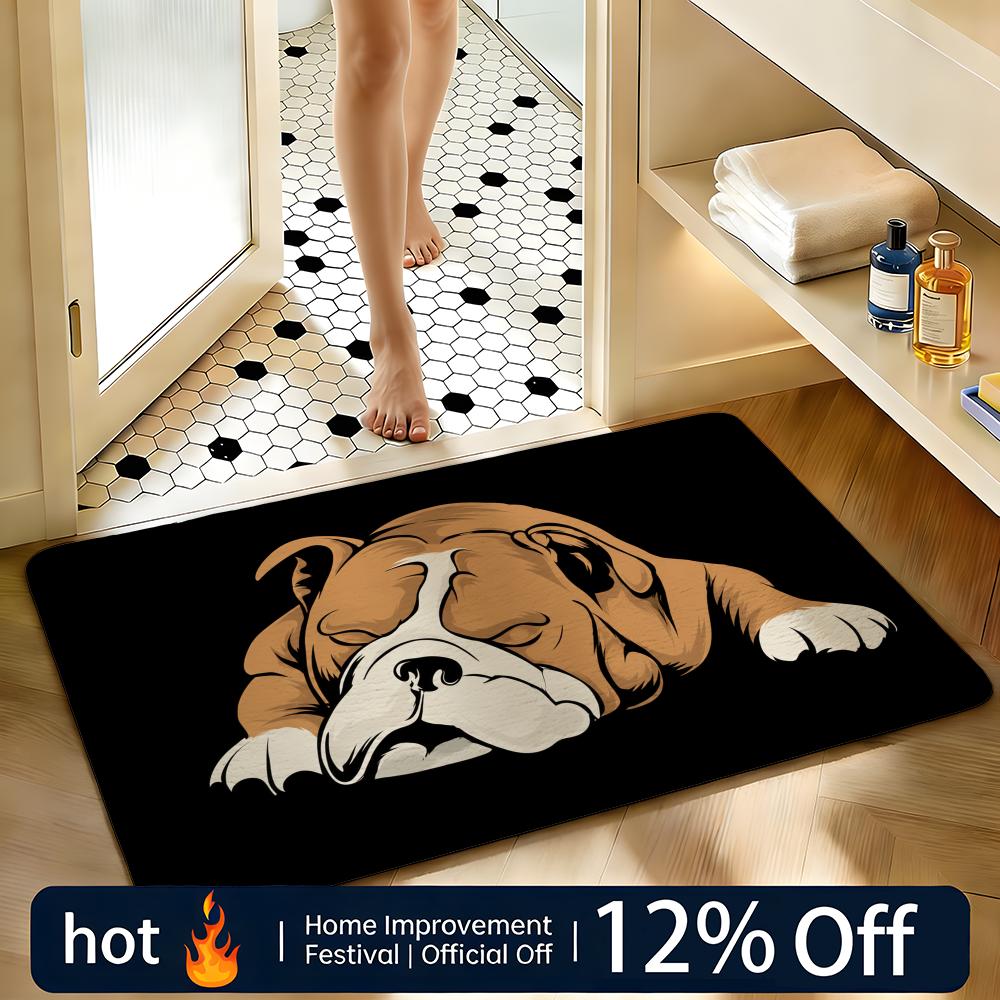 Soft Absorbent Non-Slip Rug Cute Frenchie Floor Mat Home Decor Doormat Bedroom Floor Mat Shower Carpet
