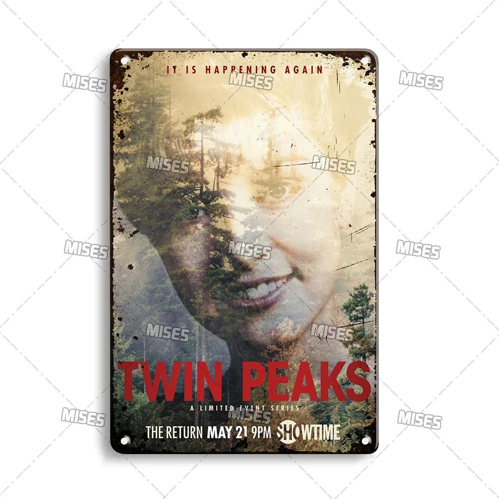 MISES Twin Peaks Classic TV Metal Sign Rusty Metal Poster Man Cave Garage Club Industrial Decor Decorative Plate Metal Plaque