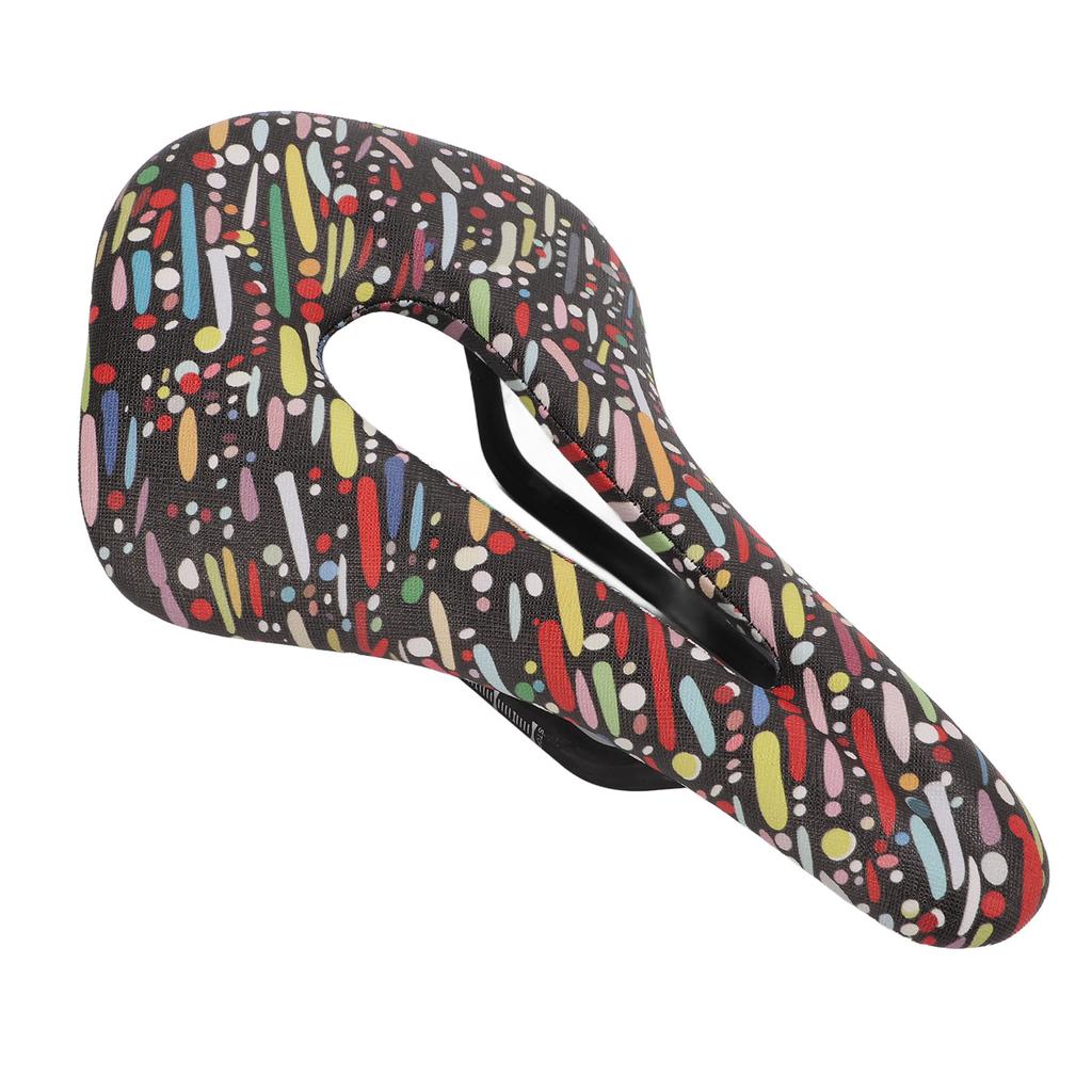 Bicycle Leather Soft Saddle Double Track Seat Tube Mountain Bike Hollow Seat Cushion for CyclingBlack