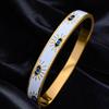 Trendy 316L Stainless Steel Evil Eye Bracelet for Women Charm White Enamel Wrist Waterproof Bangle Multi Epoxy Turquoise Bangle
