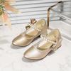 Children's Leather Shoes Elegant Girl Princess Shoes with Bowknot Fashion Chic Versatile Kids Party High-heels Shoes Black White