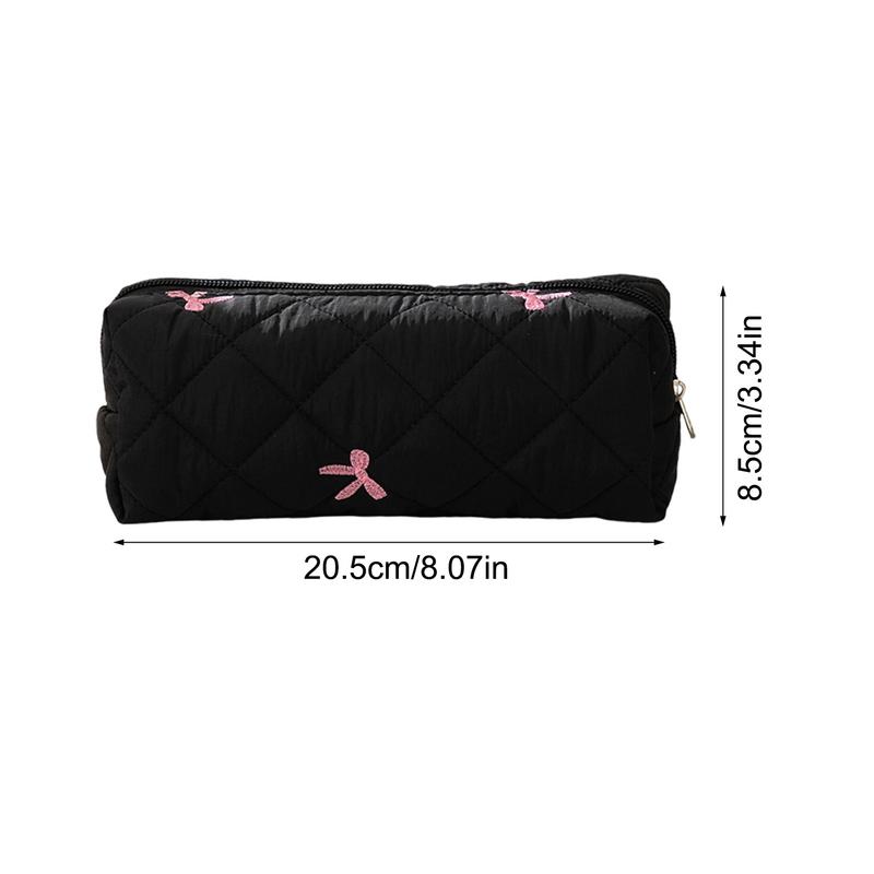 1pcs Large Capacity Bow Pencil Case School Supplies Pencil Pouch Stationery Box Zipper Closure Bag School Desktop Containers