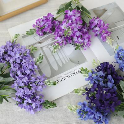 6pcs Silk Fake Flowers Artificial 5-Head Hyacinths Bouquet Bedroom Decorative Blue Flower Simulated Hyacinth Garden Decoration
