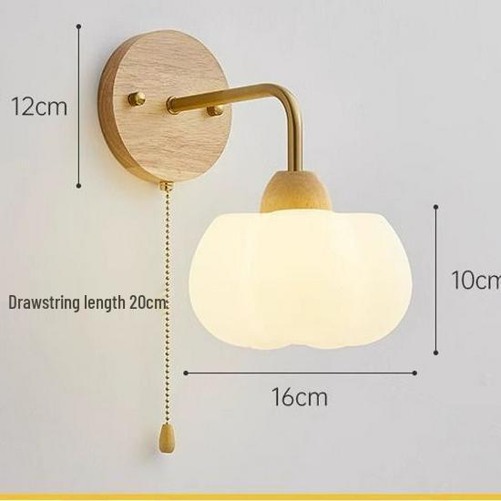 2023 Japanese Wabi-Sabi Solid Wood Wall Lamp – Retro Bedside & Hallway Light