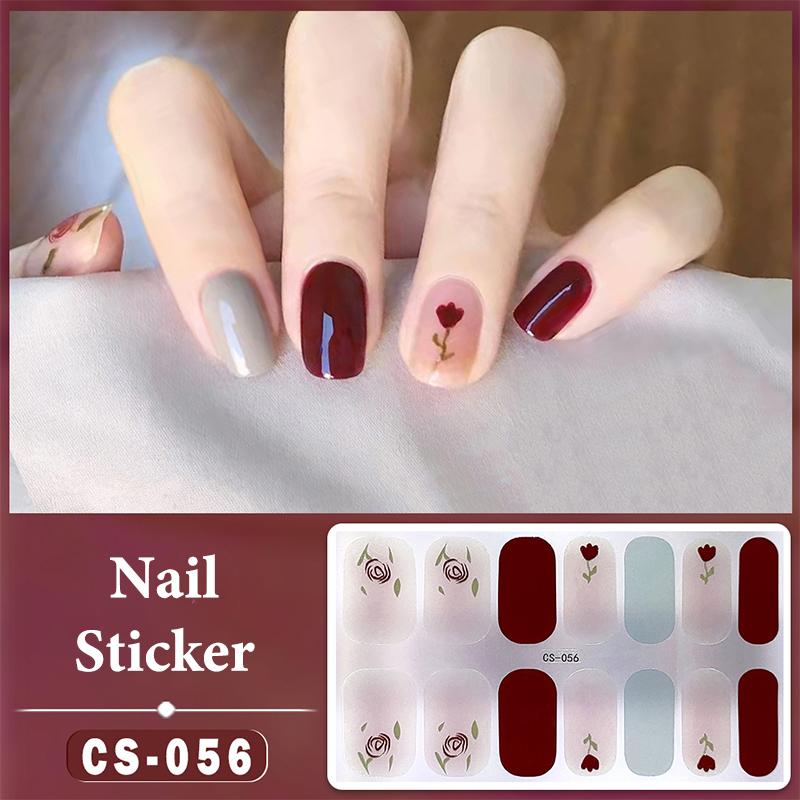 14 Nails Simple Waterproof Nail Wraps Full Cover Nail Stickers Firm And Not Easy To Fall Off Multi Color Nail Art For Women'S D