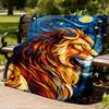 1pc Lion Night Sky Throw Blanket Polyester Fiber, Lightweight Flannel, Soft & Warm, All Season Use for Outdoor, Camping Digital Print