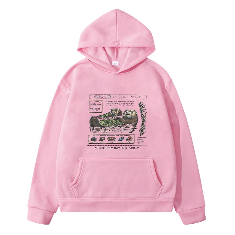 

Monterey Bay Aquarium Sea Otter Print Kawaii hoodies Fleece jacket Autumn boy sweatshirt anime hoodie pullover kids clothes girl 130 розовый