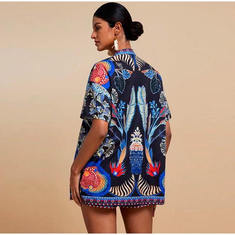 2025 neue Heiße Sommer Hawaiian Stil Shorts Set Frauen Gedruckt Kurzarm Hemd Bluse Shorts 2-stück Set Strand Urlaub Anzug