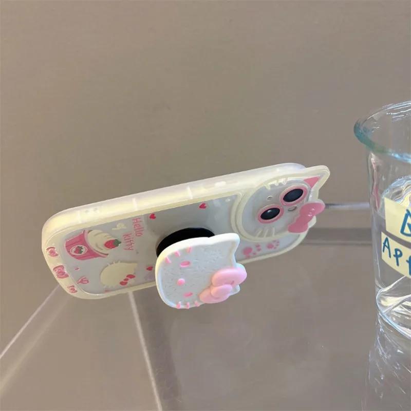Sanrio Hello Kitty Ställ Telefonfodral För iPhone 16 15 14 11 13 12 Pro Max XR XS 7 8 Plus Original Stöttåligt Skal Y2K Fodral