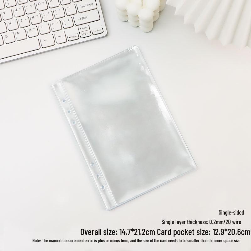 A5/A6 Transparent PVC Ring Binder Planner Cover with Snap Button and Multi-color Six-Hole Metal Clip