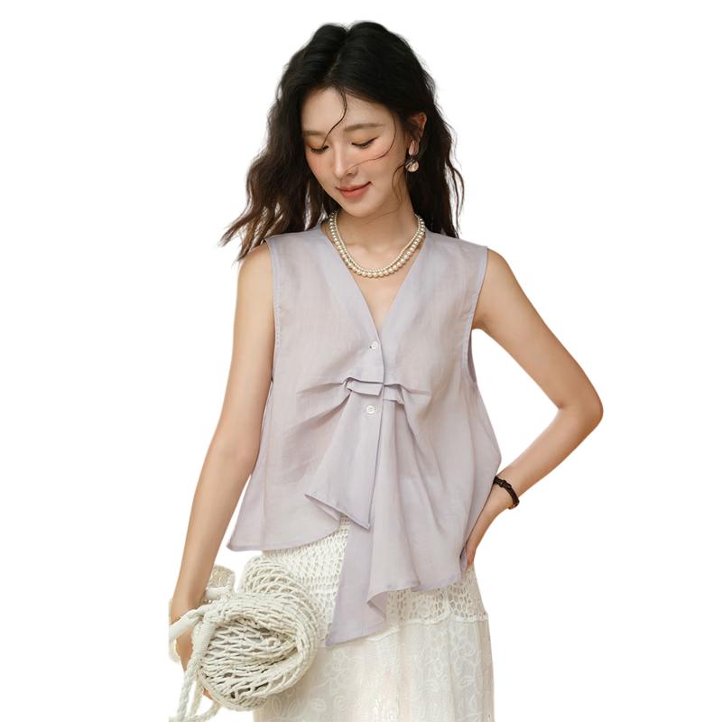 Chic French Knot V-Neck Camisole Tank Top M