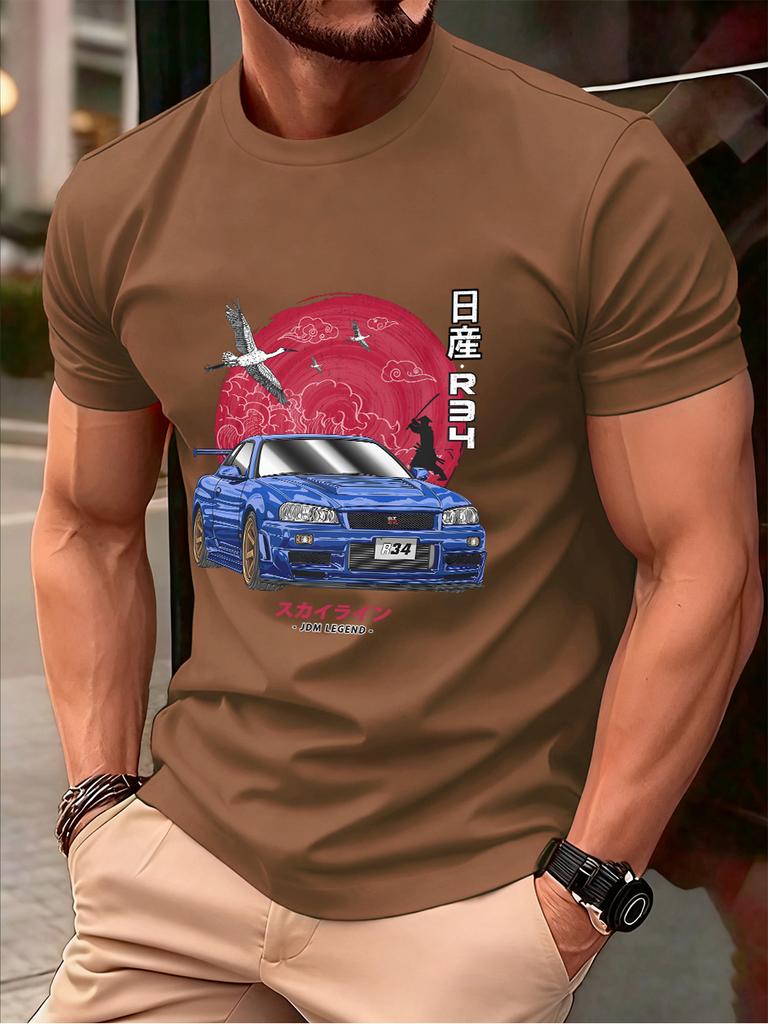 Nippon Jdm Skyline Gtr R34 Prints Cotton TShirts Mens Summer Soft T Shirt Oversized ONeck Short Sleeve Tops Basic Male Clothes