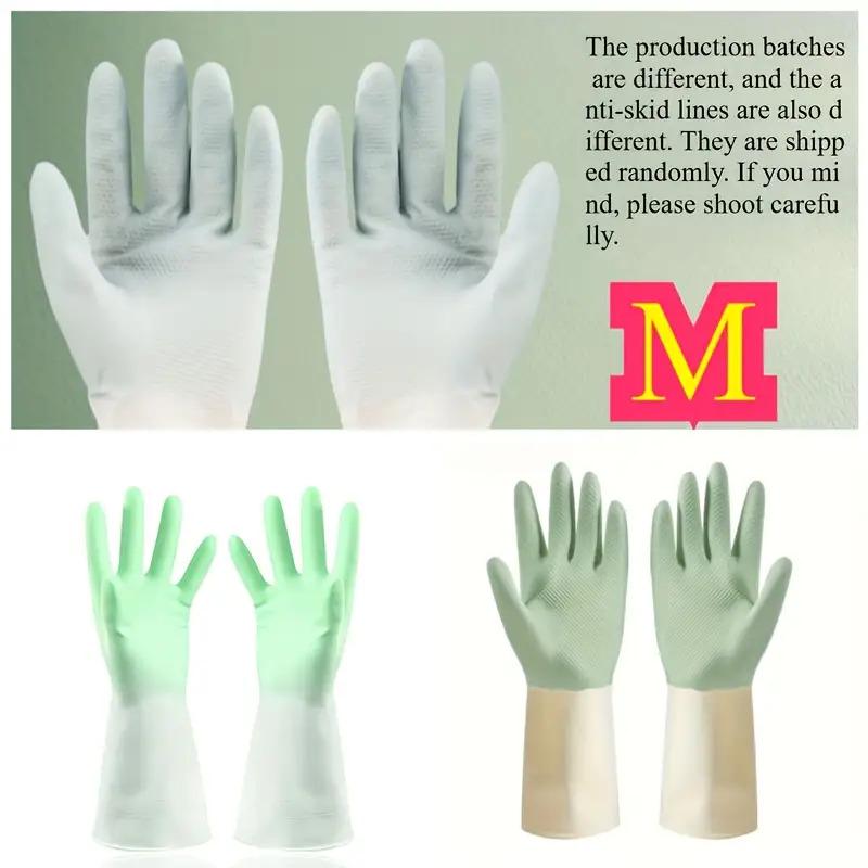 

Thick Waterproof Latex Kitchen Gloves - Beige and Mint Green, Non-Slip Grip for Dishwashing Cleaning Household Items Materials