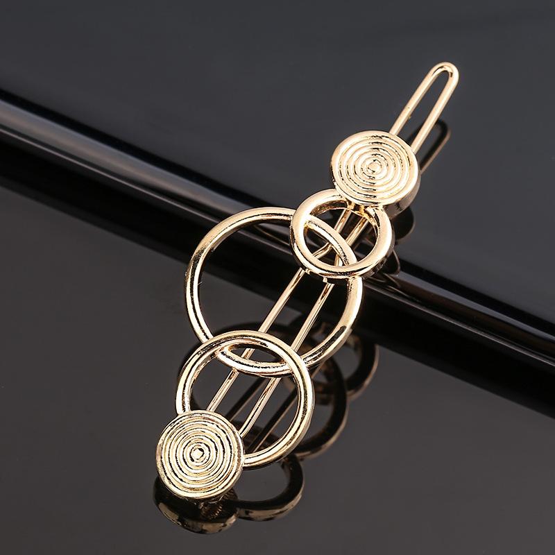 New Metal Geometric Love Heart Hair Clip Elegant Round Barrette for Women Girls Sweet Gold Hairpins Barrettes Hair Accessories