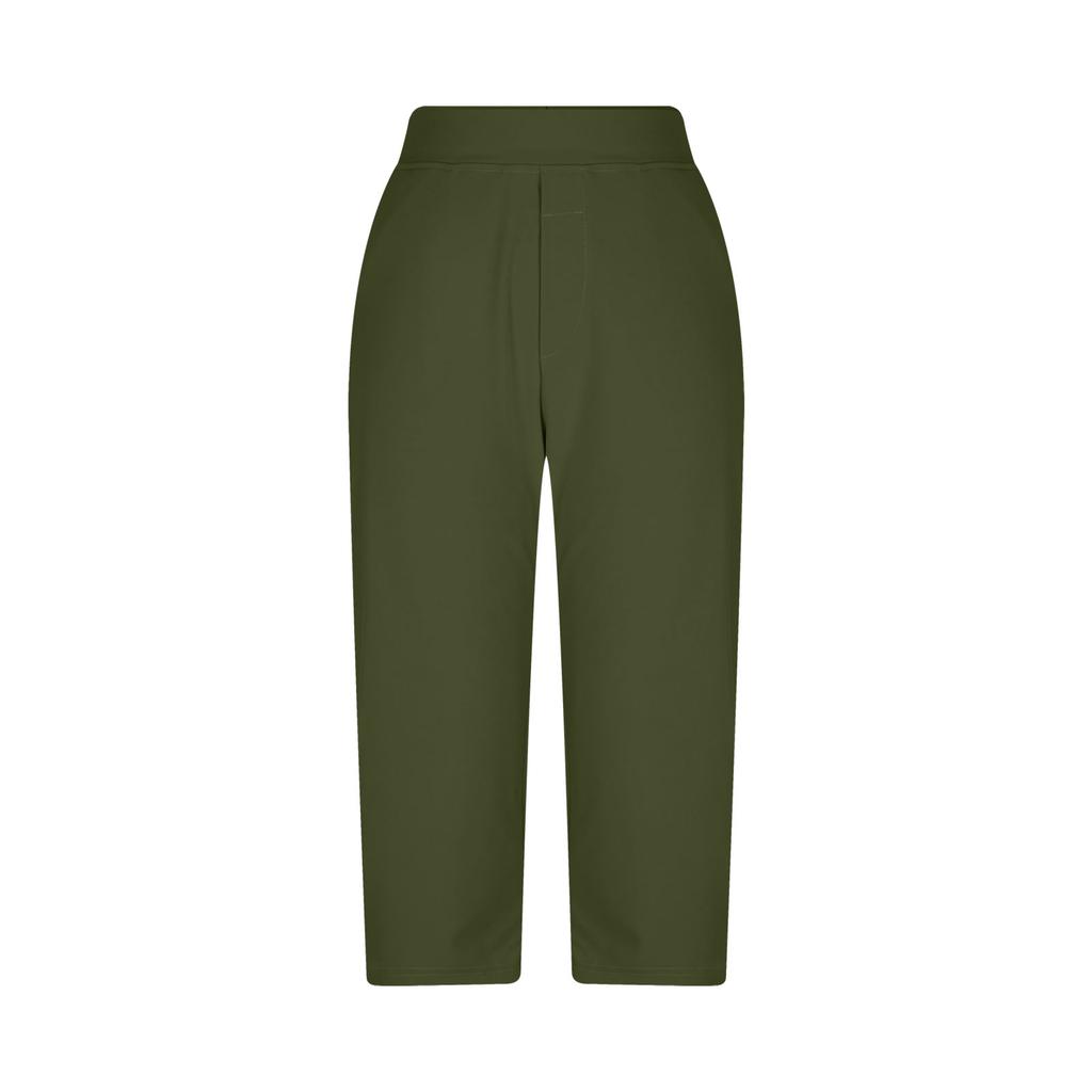 Women's Casual Fashion High-Waisted Cropped Pants With Pockets