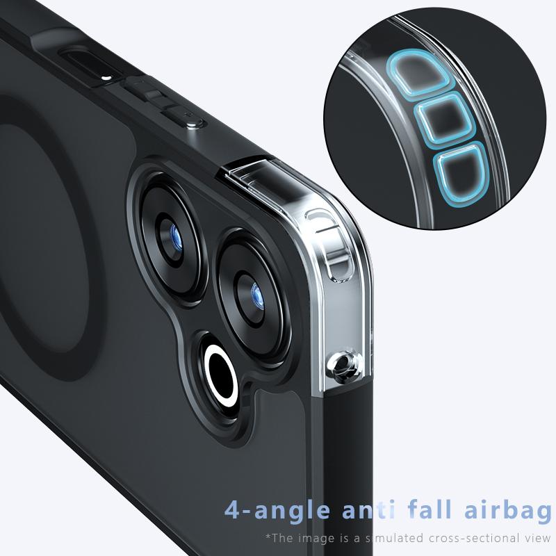 For Redmi 13 Note 13R Poco M6 Case Matte Magsafe Drop-proof Built-in Airbag Corner Non-yellowing Material Soft Cover