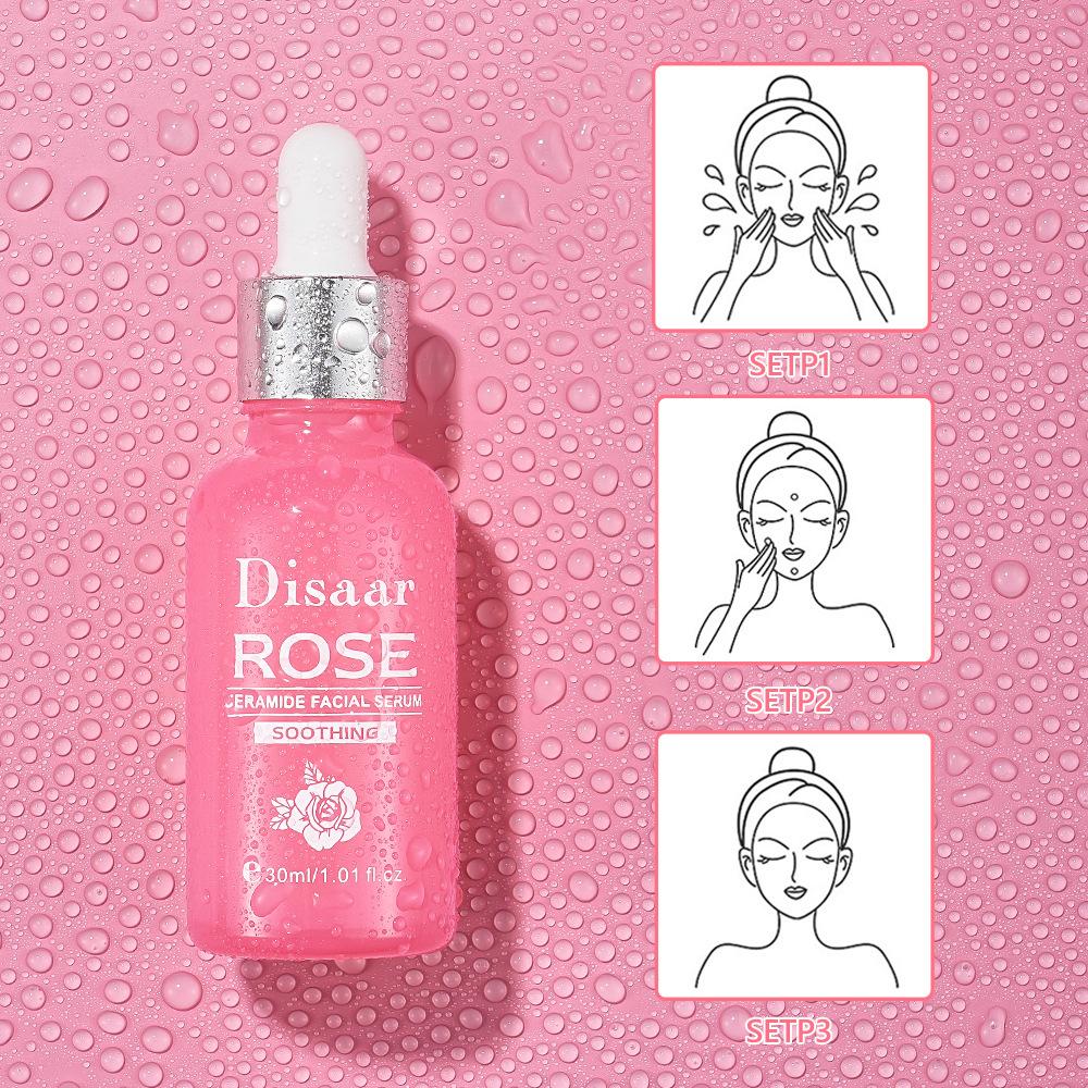 1 Stück Rosenessenz. Verwenden Sie Rosenessenz, um die Haut mit Feuchtigkeit zu versorgen und zu glätten. Beruhigende und feuchtigkeitsspendende Essenz