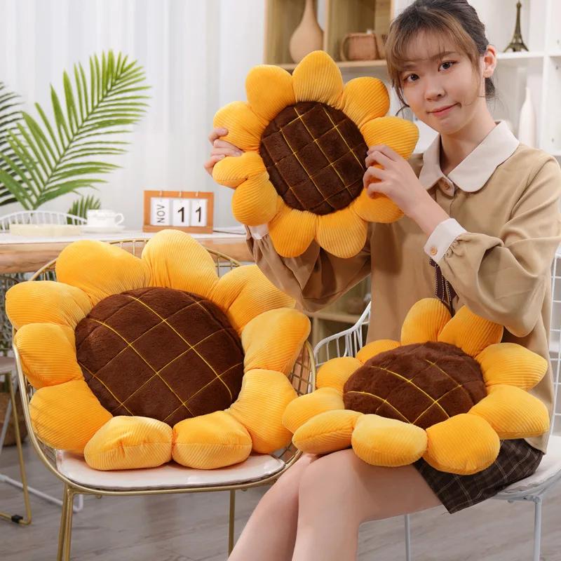 1Pc 40/50/70Cm Stuffed Soft Plant Sunflower Plush Toys Cute Chair Car Plush Cushion Office Nap Pillow Nice Birthday Gift