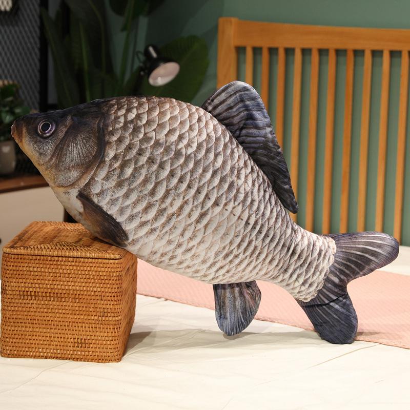 Simulering Funny Fish Plysj Leker Kjempe Utstoppet Myk Dyr Karpe Plysjpute Kreativ sovepute for barn Jenter Julegave