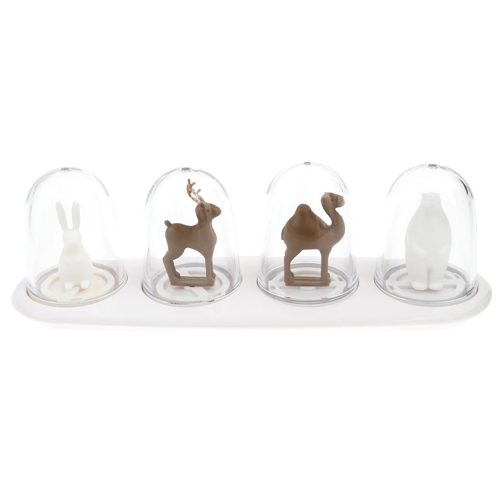 4Pcs Seasoning Jars with Tray Creative Seasoning Shaker Bottles for Kitchen Four Seasons /Animal Style Seasoning Containers