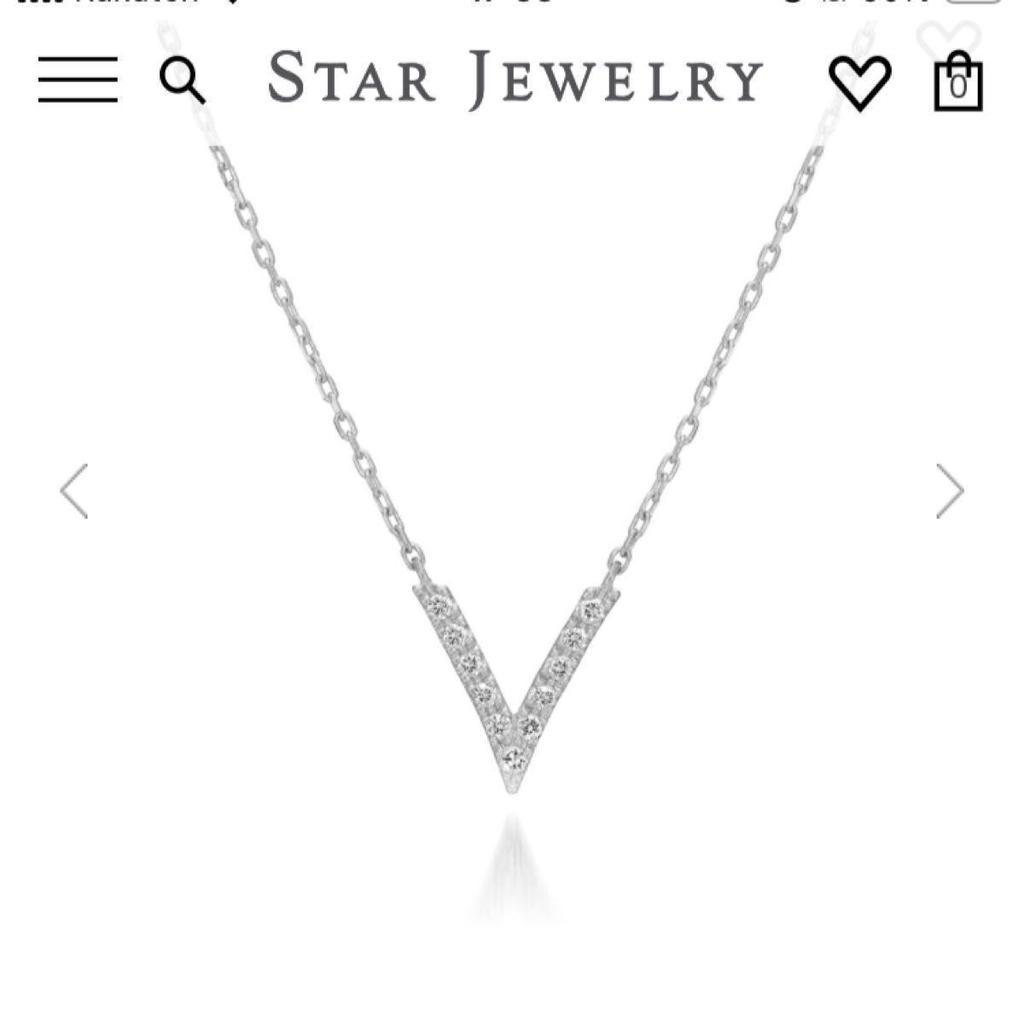 Used Star Jewelry Pt950 Necklace WISHBONE V NECKLACE Diamond V-shape