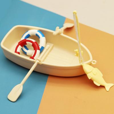 Miniature Fishing Boat Model Mini Fishing Boat Set Funny Dollhouse Ornaments  Children