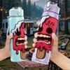 1PC Melting Ice Cream Monster 750ml Color Plastic Sports Water Bottle Leakproof Flip Straw Lid Suitable for Sports Office Home Use