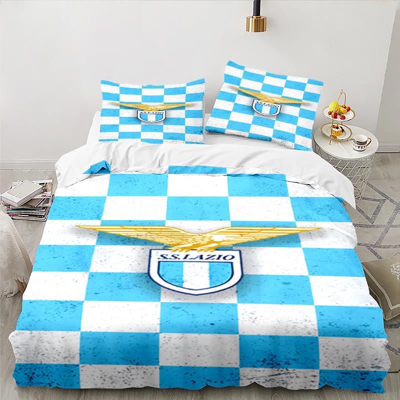3PCS Lazio Football Crest Bedding set,Ideal For1pc Duvet Cover And 2pcs Pillowcases Perfect for Christmas gift,Ideal for Bedroom, Dormitory