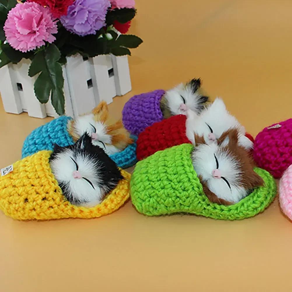 Stuffed Toys Lovely Simulation Animal Doll Plush Sleeping Cats Toy With Sound Kids Toy Decoration Birthday Gift For Children