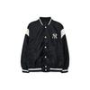 New York Yankees MLB Nylon Varsity Baseball Collar Casual Single-Breasted Jacket Unisex Jackets Black 3AJPV0331-50BKS