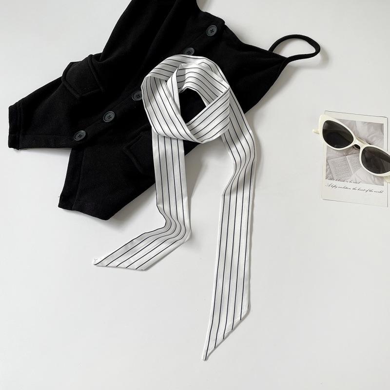 140x5cm Lange Haarbanden Skinny Haarband Sjaal Dames Schattige Neckerchief Mode Print Hoofdbanden Zijde Gevoel Lint Polstas Sjaals 140X5CM