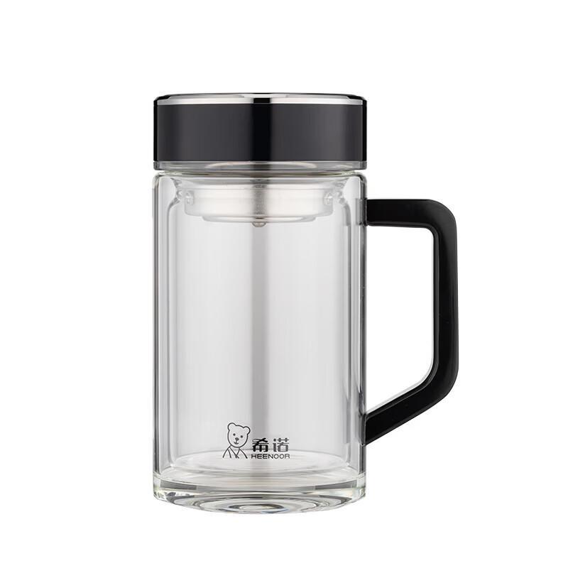 Heenoor Double-Wall Glass Tea Mug with Handle and Infuser