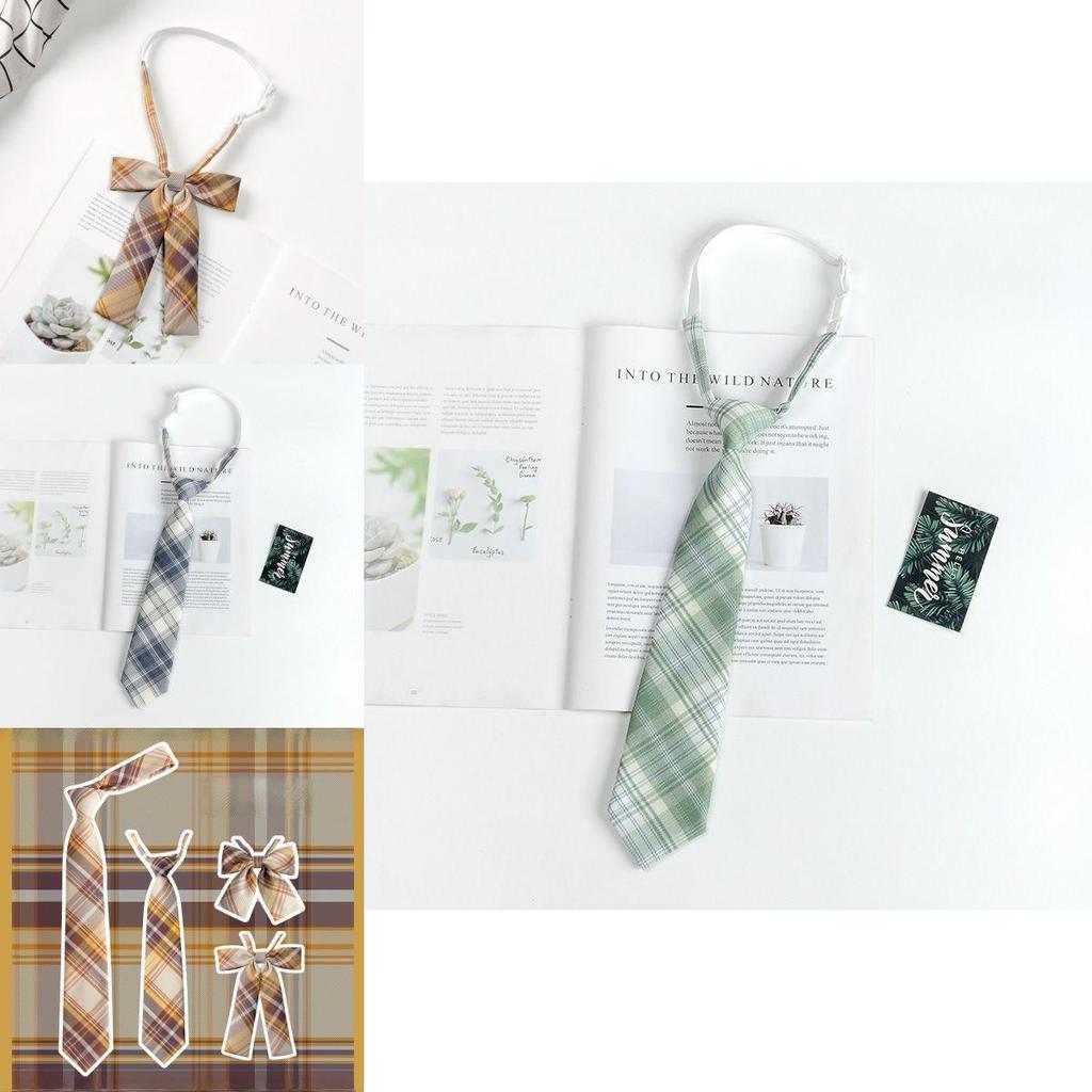 Japanese School Girl Style Polyester Plaid Neck Tie With Bow For Kids Uniforms