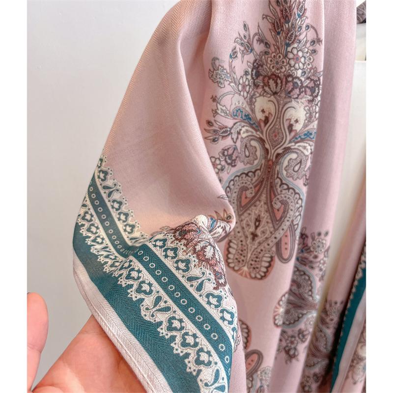 Double Face Luxury Women Scarf Shawl Print Winter Warm Pashmina Cotton Linen Feeling Muslim Hijab Wrap Turban