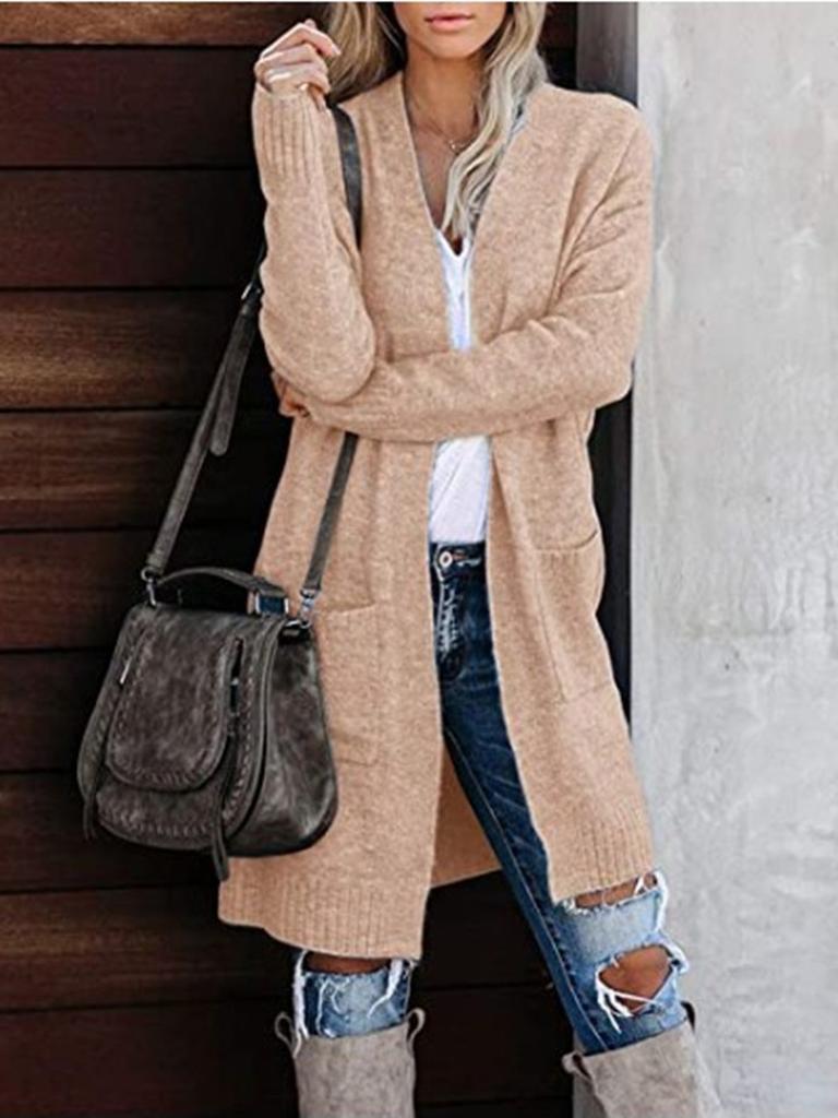 Cárdigan de punto de manga larga Abrigo suéter Casual holgado extragrande Ropa para mujer