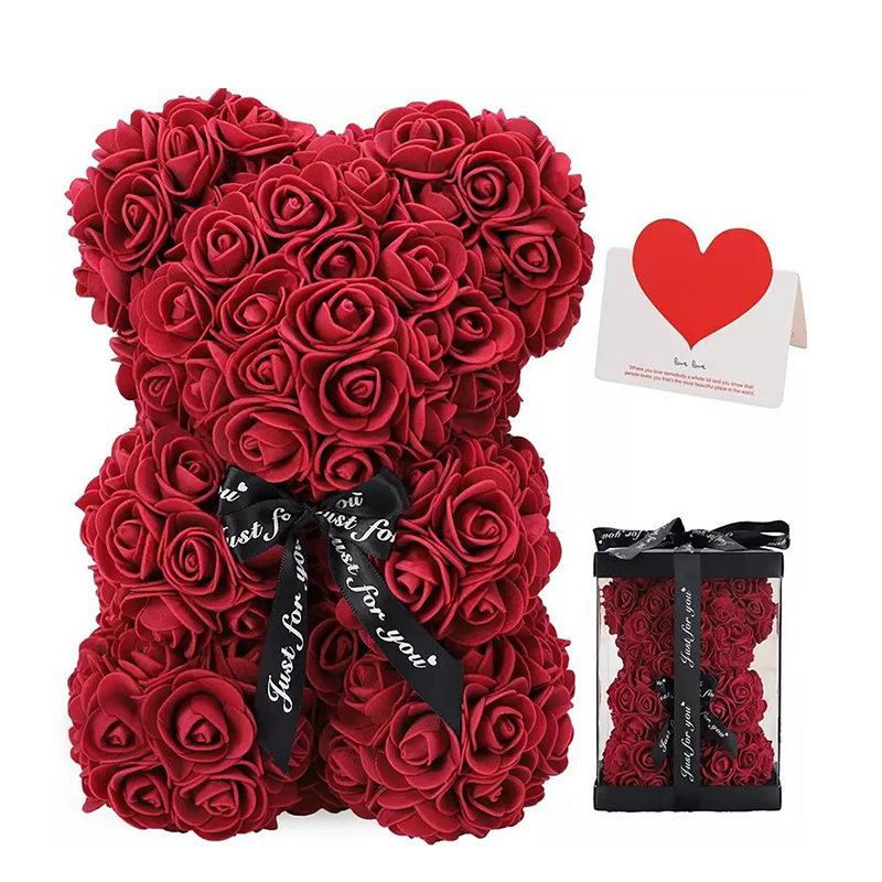 Eternal Rose Bear 25cm - Mother's Day & Valentine's Gift In Gift Box