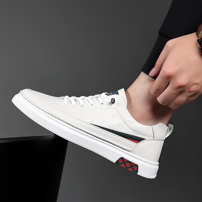 Frühling Herbst Flach /5cm Aufzugschuhe Herren Lässig Echtleder Sneaker Freizeit Höhenzunahme Atmungsaktiv Herren Slipper Trendig