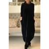 TIFICY Women's Fashion Spring Fall Solid Color Print Long Sleeve Half Turtleneck Loose Waistline Casual Dresses