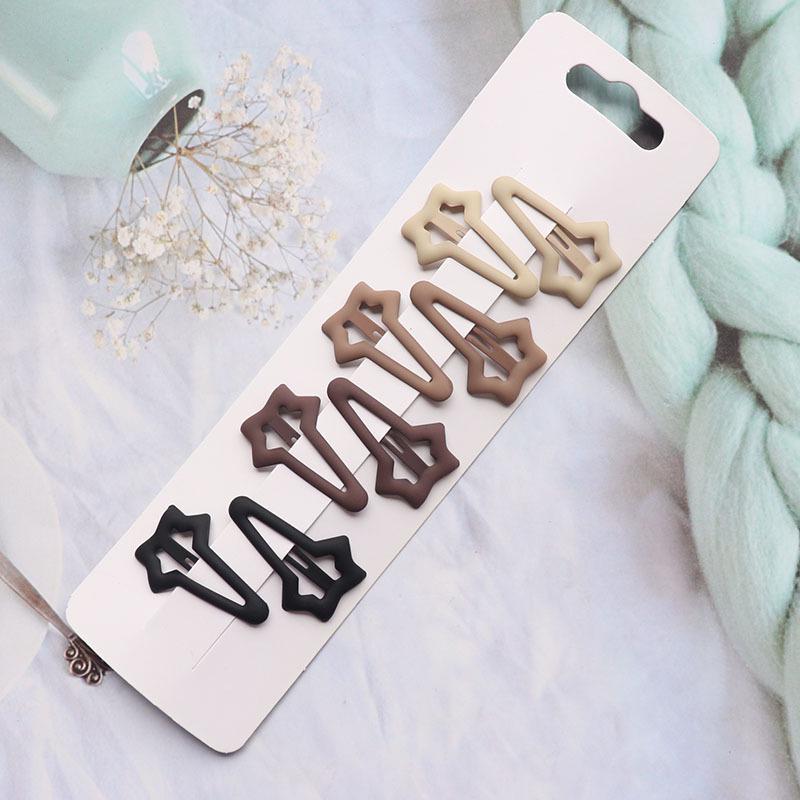 Korean Style Milk Tea Bangs Clip: Tactile Star BB Metal Hairpin