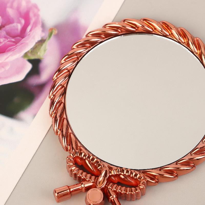 Portable Vintage Handheld Makeup Mirror Hand Hold Round Cosmetic Mirrors European Style Noble Ancient Court Mirror Beauty Tool